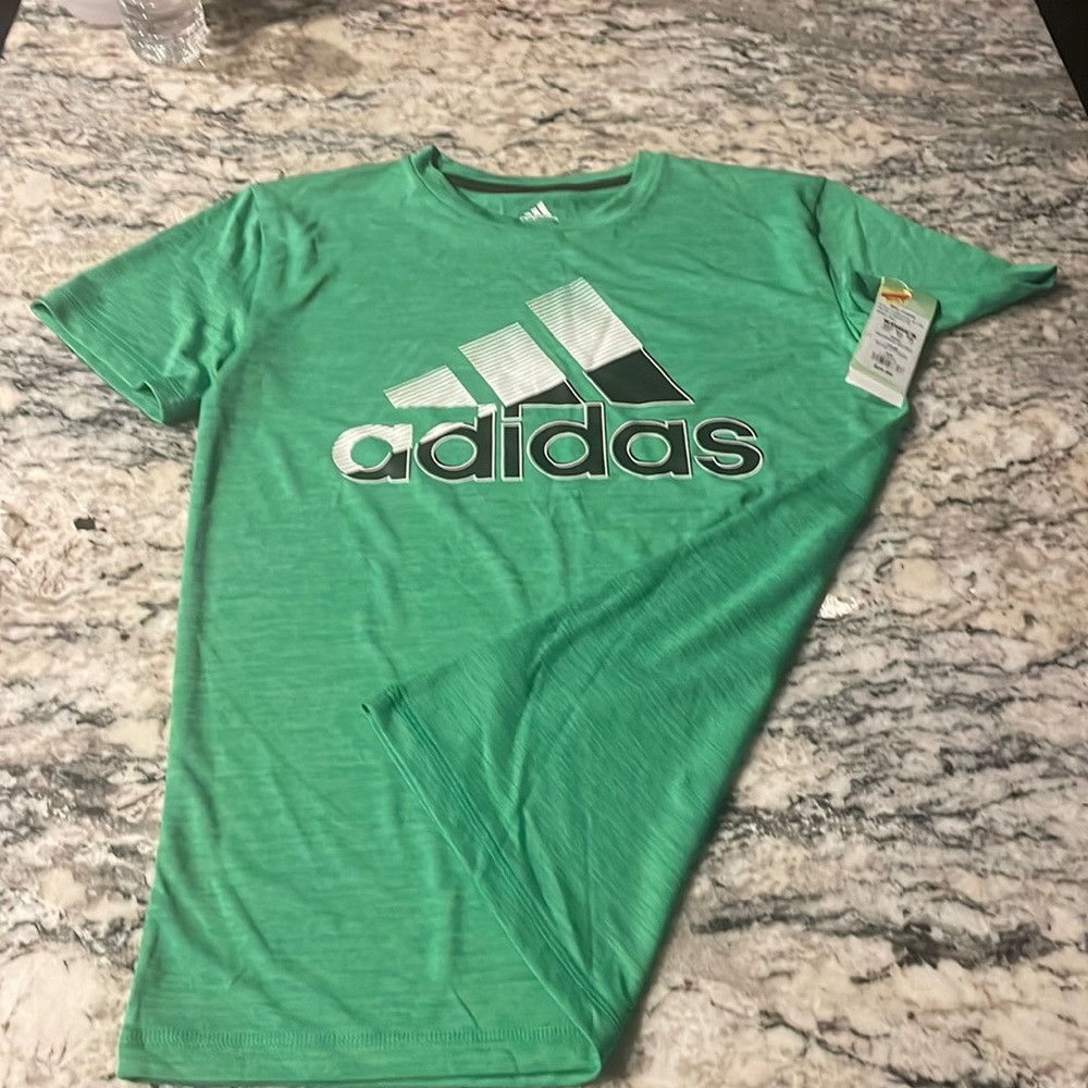 Boys green adidas shirt LG 14/16